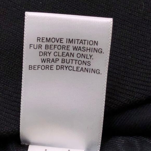 Banana Republic Coat Womens Petite XS Black Faux Fur Collar Double-Breasted - Picture 14 of 16